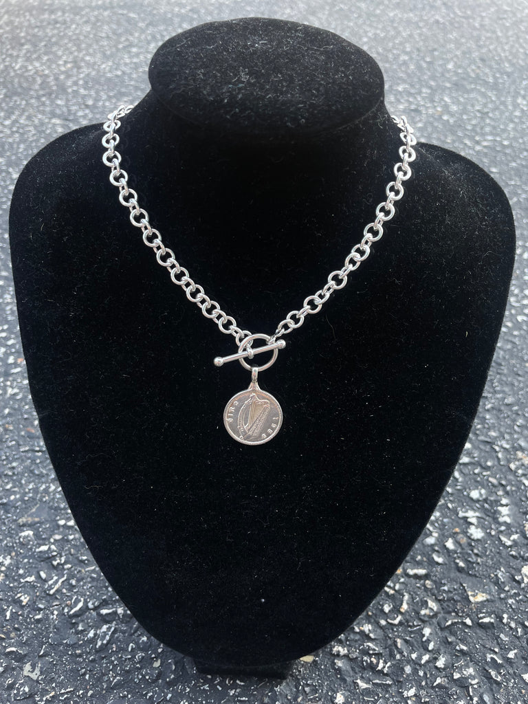 Horsefeathers Mex chain necklace with replica horse coin